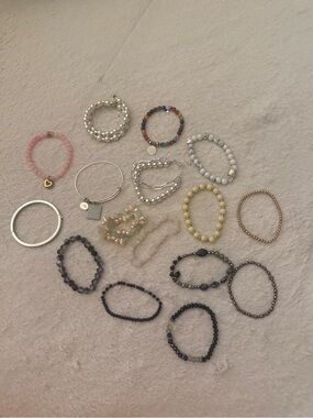 Assorted Women's Beaded and Metal Bracelets - Multi-Color Set